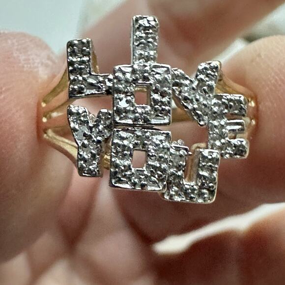 14k Diamond Ring “ I Love You” - Picture 4 of 5